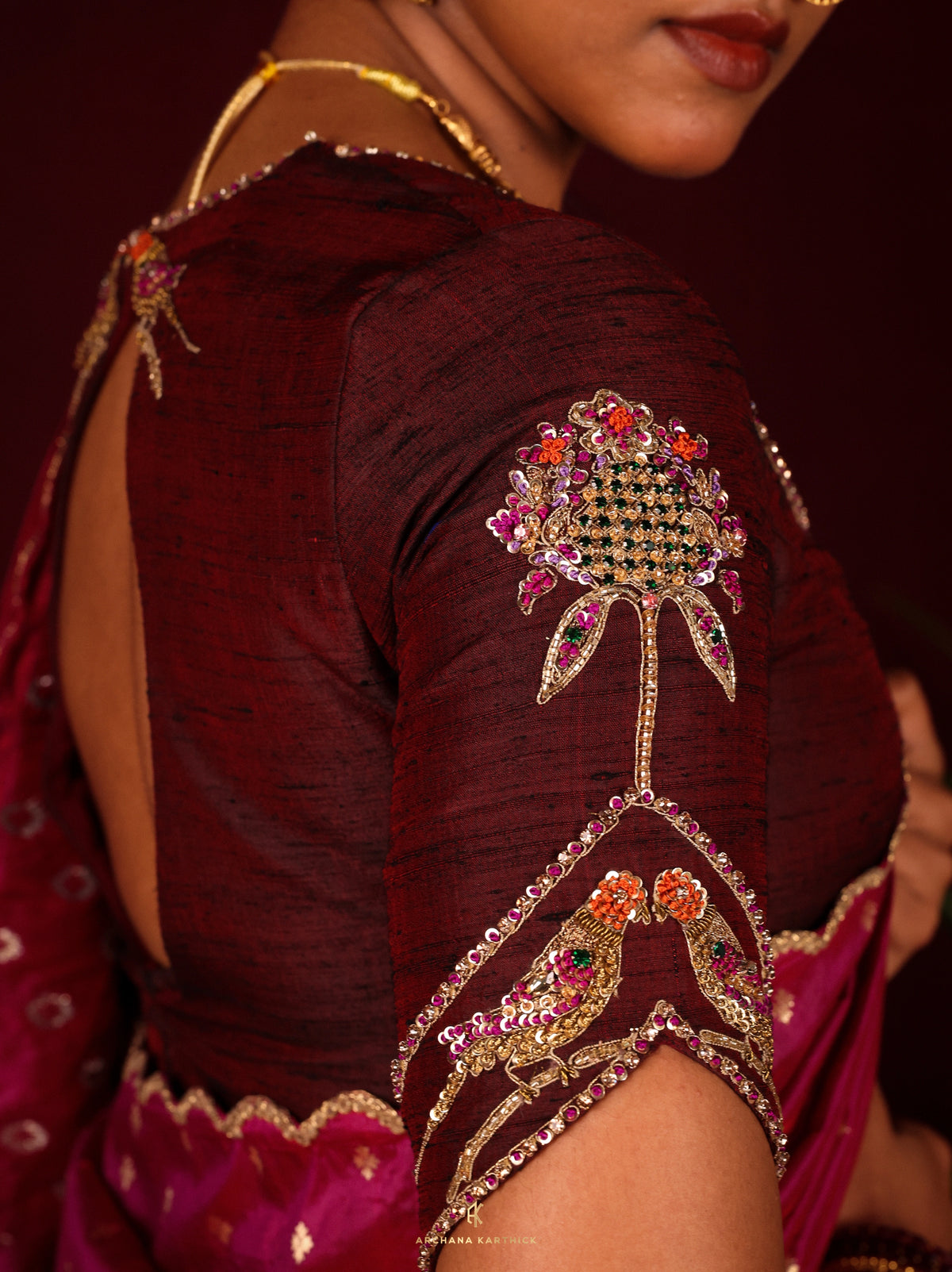 "Saamandhi" - Purple & Brown Silk Half Saree