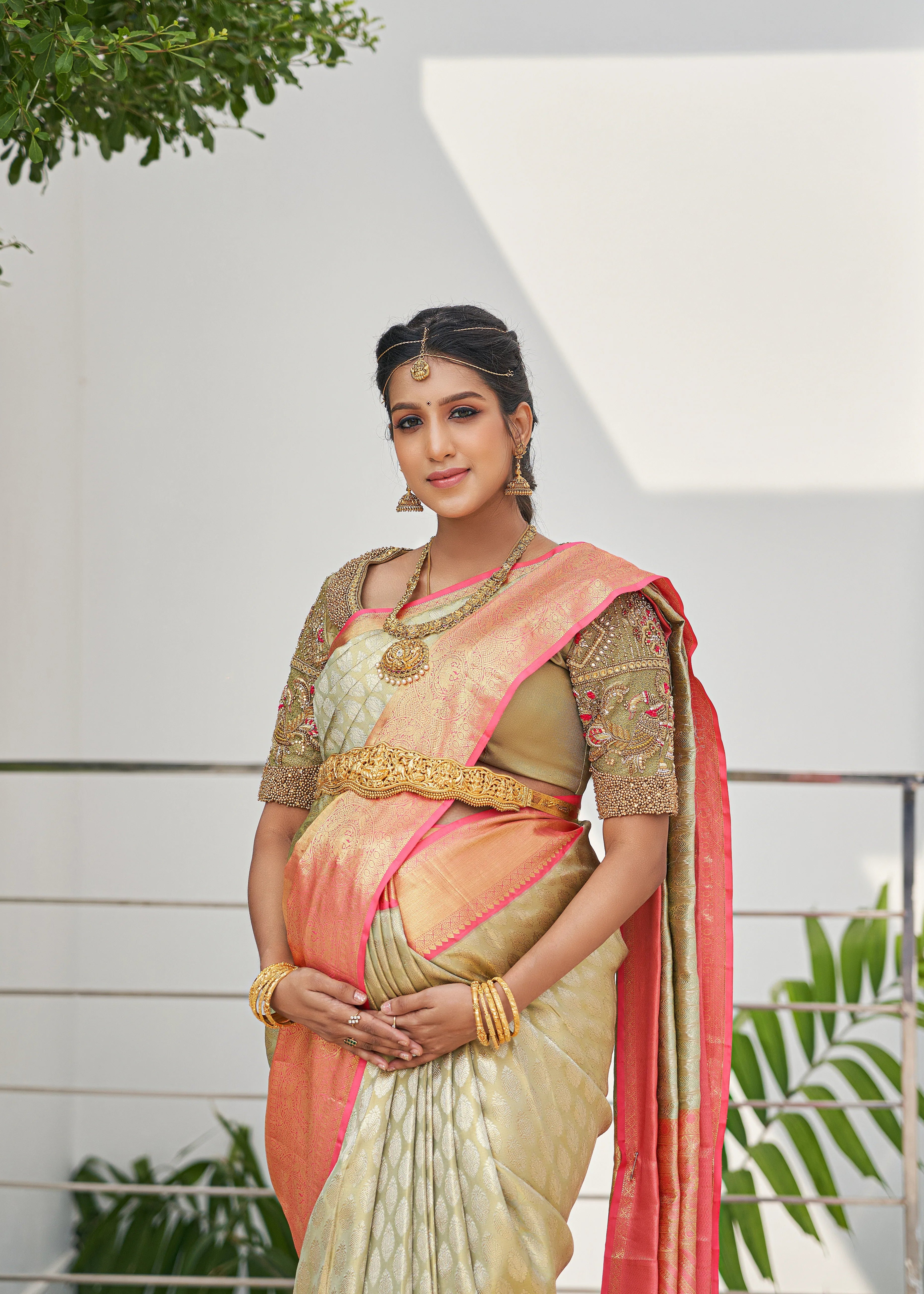 Ashwini Kumar, one of the mommies to be for whom Archana Karthick designed the blouse for her baby shower.