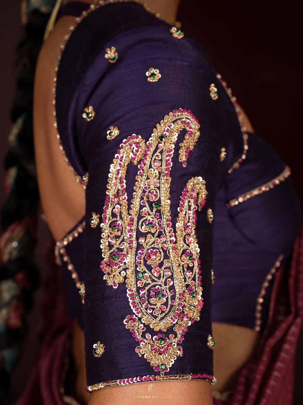 "Thamarai" - Blue, Pink & Magenta Silk Half Saree