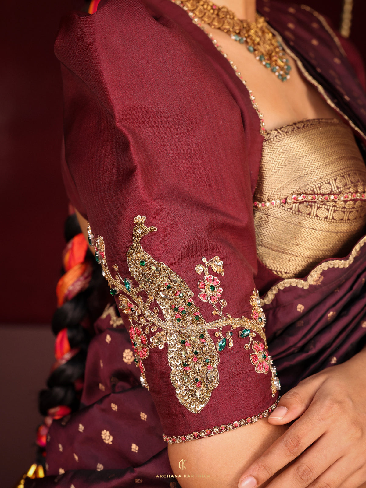 "Arali" - Pink & Brown Silk Half Saree