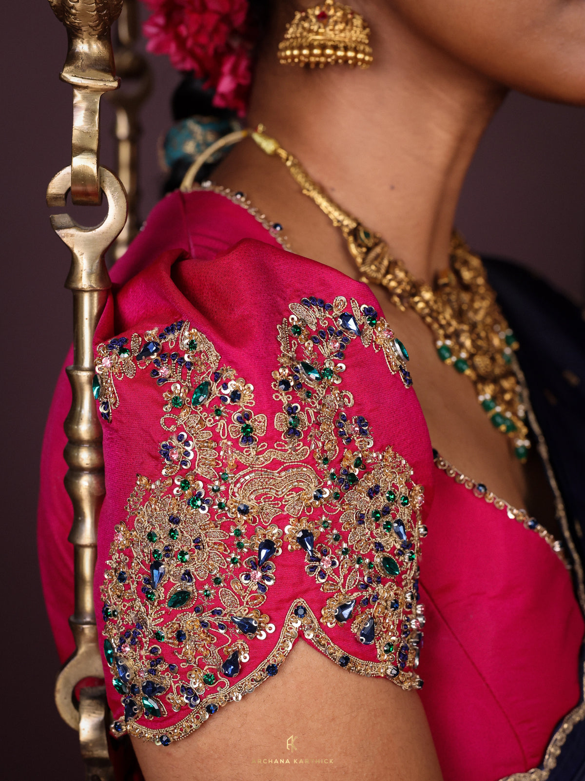 "Sangu Poo" - Blue & Pink Half Saree
